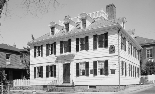 Vernon house exterior view in a black and white photograph
