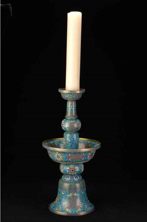 Pair of cloisonné candlesticks